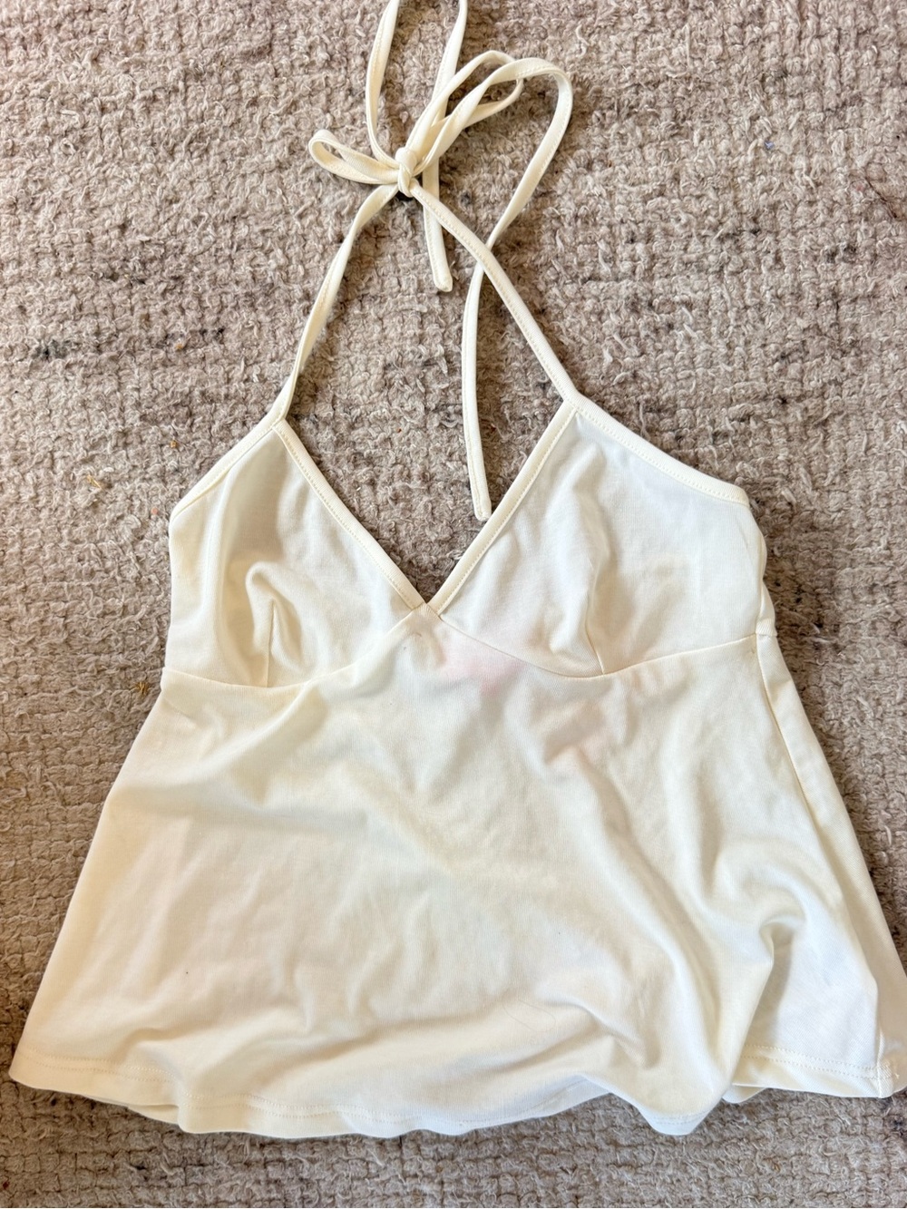 Edikted Cream Halter Tie-Back Cami Top